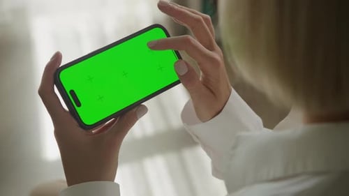 Browsing and Watching Horizontal Chroma Key Smartphone