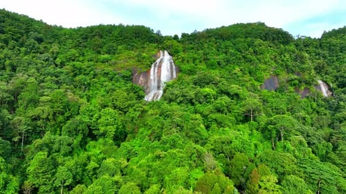 Breathtaking tropical forest waterfall.