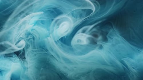 Abstract Blue and White Ink Swirling