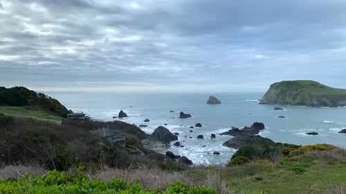 Harris Beach State Park, Oregon Pacific coast on US Highway 101, panoramic view