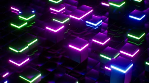 Bouncing Neon Light Square Sticks Background Vj Loop