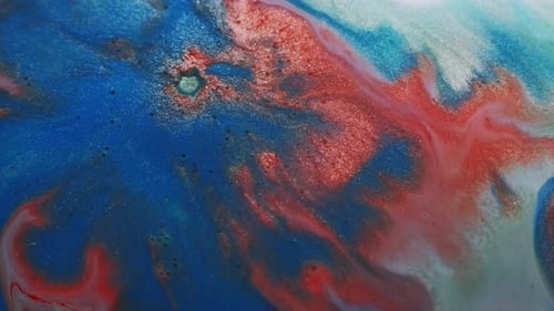 Abstract Liquid Motion with Red, White, and Blue
