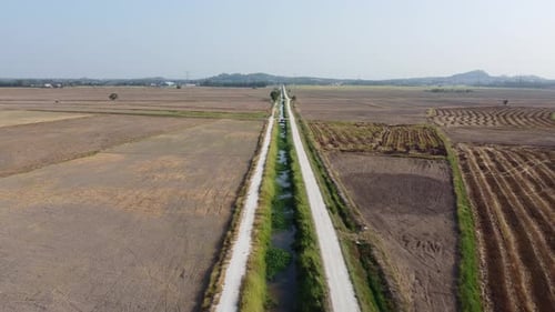 Aerial move over plowed field