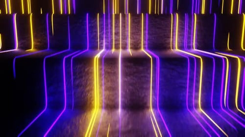 Purple And Yellow Neon Glow Rungs Background Vj Loop In HD