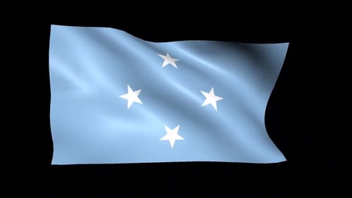 Fluid Waving Flag of Micronesia with White Stars