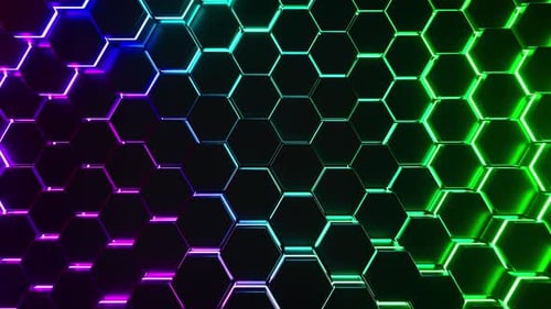 Seamless Neon Hexagon Grid Loop Background