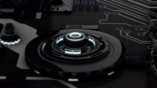 Futuristic Circuit Board Animation with Digital Components