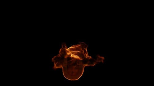 The letter U burning on transparent background