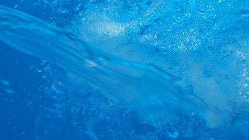 Water in Hot Tub Sparkling Gushing Bright Blue Transparent Water in Hot Tub or Swimming Pool Slow