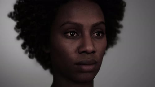 Modern Artistic Portrait of a Human Face with Dynamic Lighting