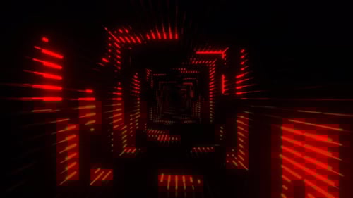 Red Neon Equalizer In A Square Tunnel Background Vj Loop In 4K