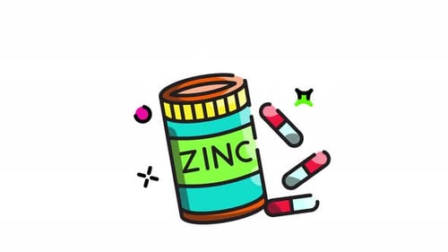 Animated Zinc Supplement Bottle with Pills Icon