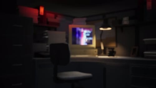 Ein Computersystem in einem dunklen Büro hacken