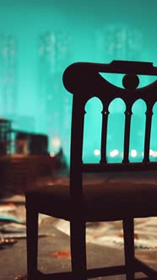 A Wooden Chair Sitting on Top of a Dirty Floor