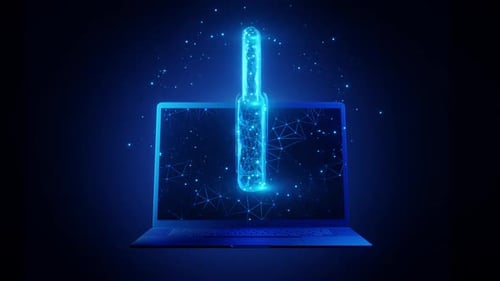 Digital Padlock Over Laptop Symbolizing Cybersecurity