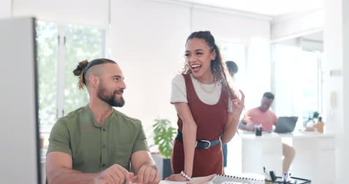 Colleagues Work Together in Bright Modern Office Space