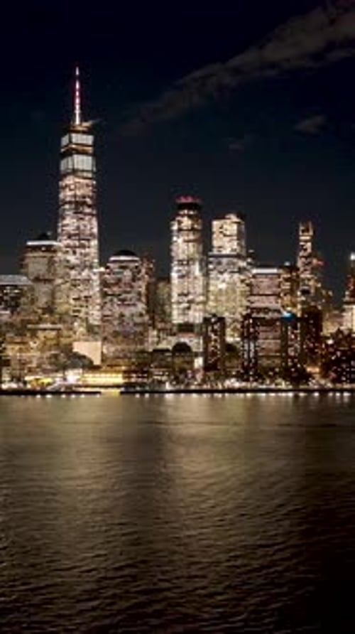 Night View of Downtown New York At Manhattan In New York United States.