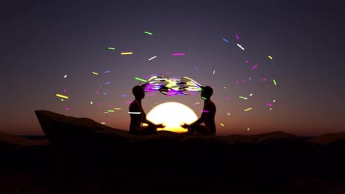 Abstract Colorful Particles and Lines Energy Flow