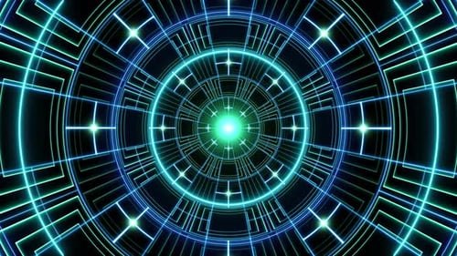 Glowing Cyan and Blue Geometric Line Art Background