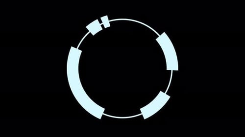 Target HUD element cyan ring randomly rotate seamless loop alpha channel 3d render. Display load