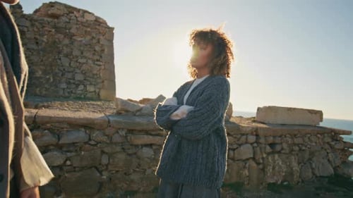 Breakup Couple Having Misunderstanding at Sunset Ocean Closeup Pair Disputing