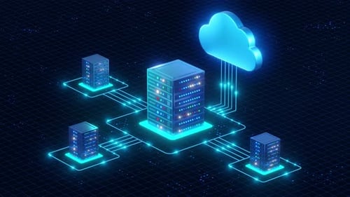 Cloud Computing Network with Data Servers and Digital Connections