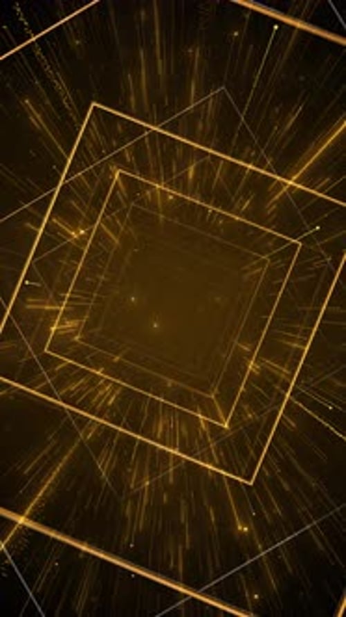 Abstract Golden Geometric Tunnel Loop Background