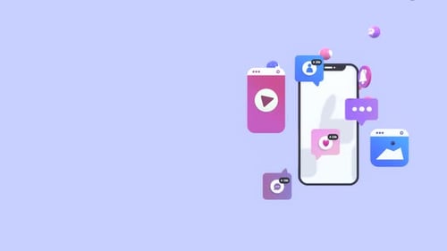 Modern 3D Smartphone and Social Media Notification Icons Animation