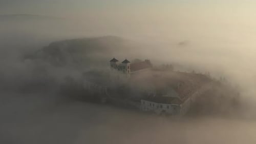 Tyniec in the morning fog, Cracow, Poland