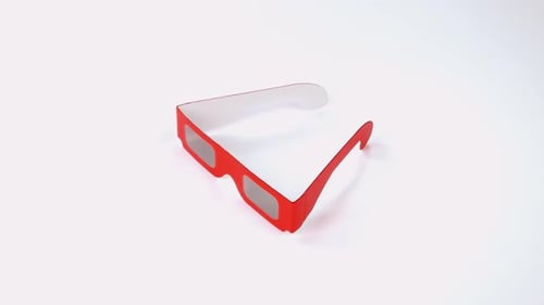 Rote 3D-Brille auf weißem Hintergrund 4K
