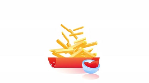Animated French Fries and Ketchup Loop
