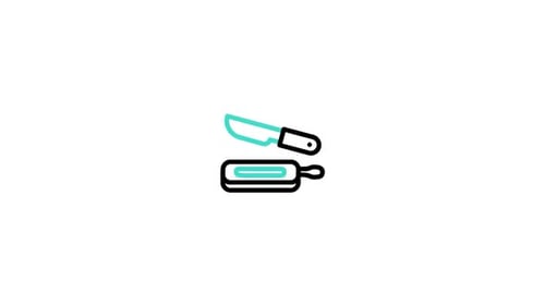 Minimalist Knife and Cutting Board Icon Animation