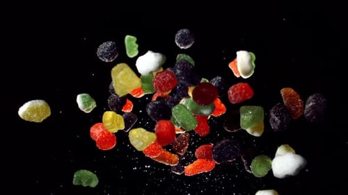 Colorful Gummy Candies Floating in a Studio Shot