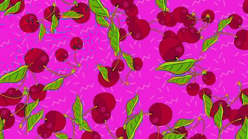 Animated Cherry Fruit Pattern Background Loop