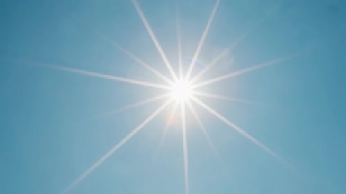 Summer Sun Flare with Blue Sky
