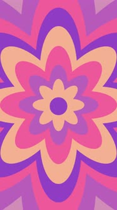 Hypnotic Retro Flower Pattern Expanding Animation