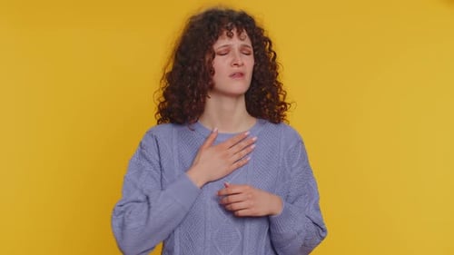 Young Woman Coughing with Health Issues