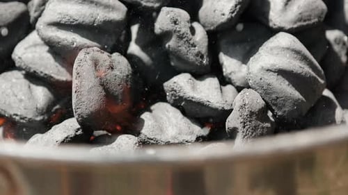 Slow Motion Burning Charcoal Closeup - Shot 3