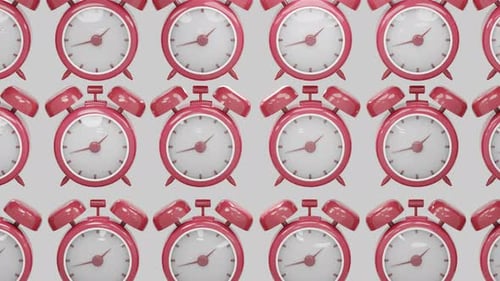 Repeating Red Alarm Clocks Pattern Background