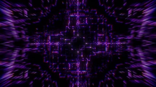 Abstract Digital Tunnel Flythrough with Glowing Geometric Lines