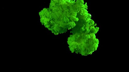 Green Ink in Water on a Black Background Filmed on a Highspeed Camera at 1000 Fps