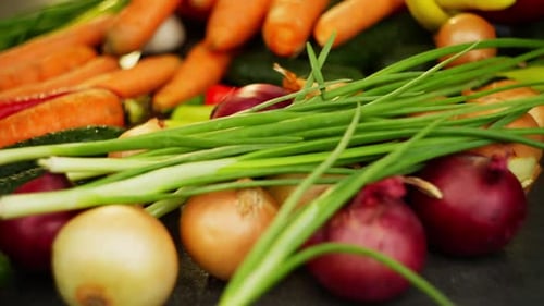 Fresh Vegetables Still Life With Onions and Carrots
