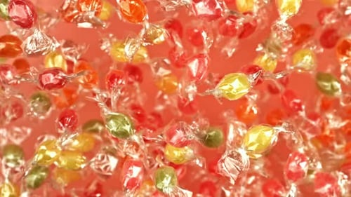 Super Slow Motion Multicolored Lollipops Filmed on a Highspeed Camera at 1000 Fps