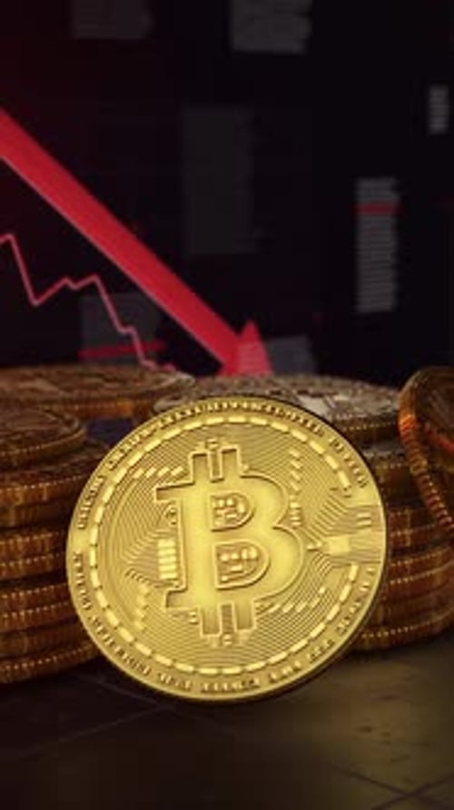 Bitcoin Cryptocurrency Market Crash Vertical Down Trend Animation