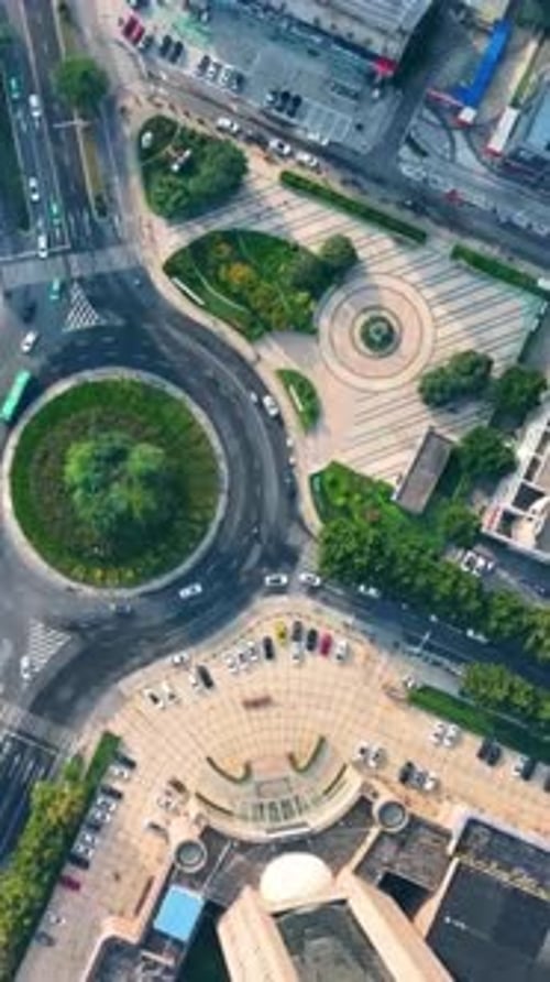Vertical View Of City Street Intersection