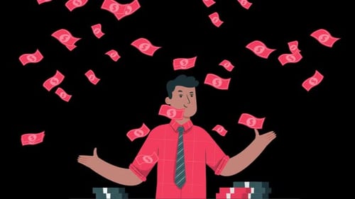 Money Rains Down On A Man Alpha Channel