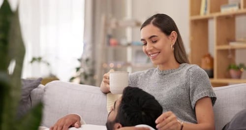 Affectionate Couple Relaxing Together on the Couch