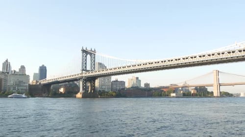 New York City Manhattan Bridge to Dumbo Brooklyn Bridge USA Waterfront Skyline East River Pier 35