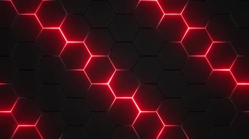 Futuristic Red Glowing Hexagon Technology Background