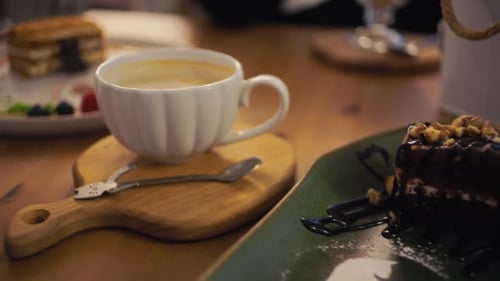 Delicious Desserts and Coffee in Cozy Cafe